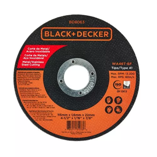 DISCO PARA CORTE DE METAL Y ACERO IN BLACK AND DECKER BD8063